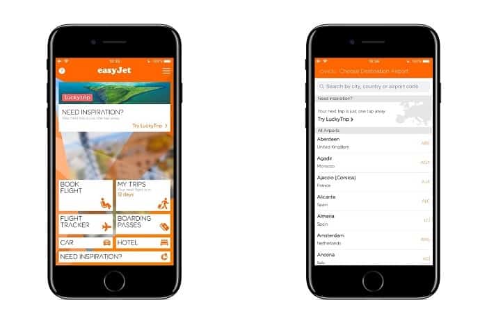 easyJet adds LuckyTrip to app to help passengers find destination experiences